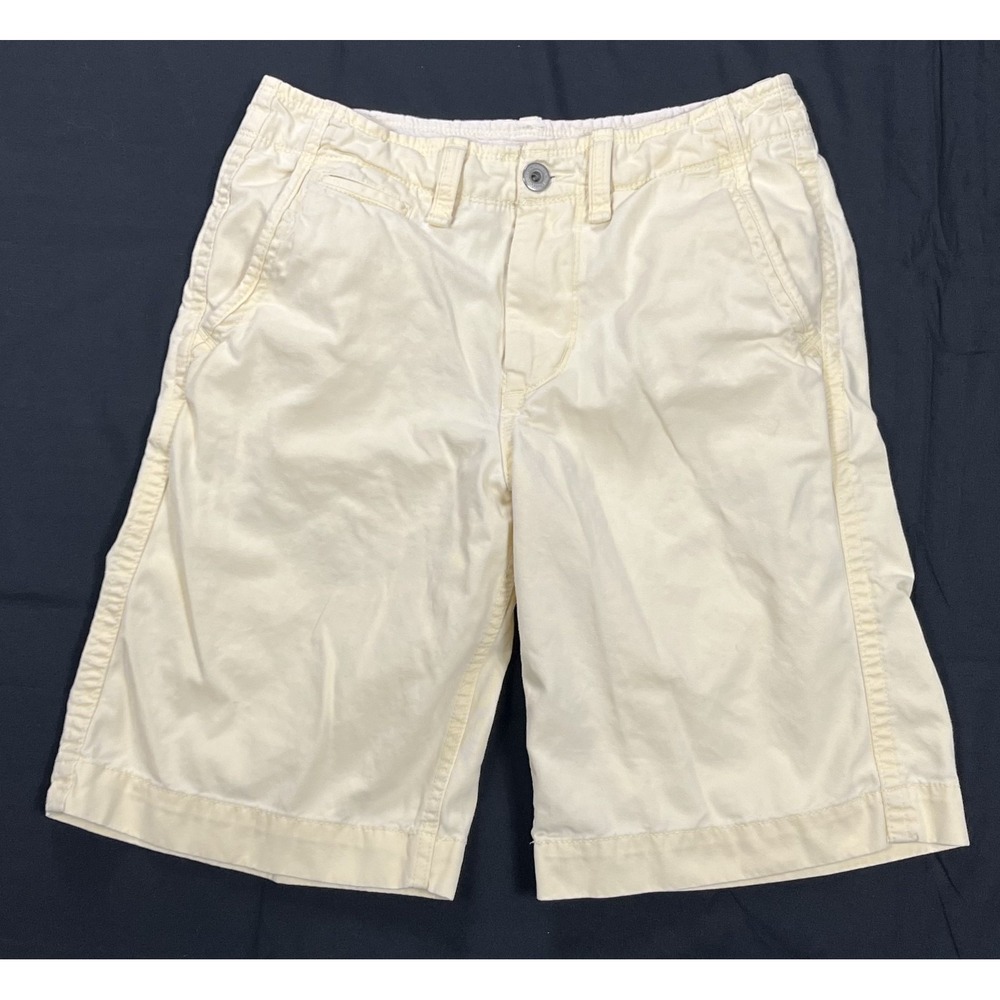 American Eagle Men 29 Chino Shorts Yellow Longer Length 100% Cotton 10 In Inseam